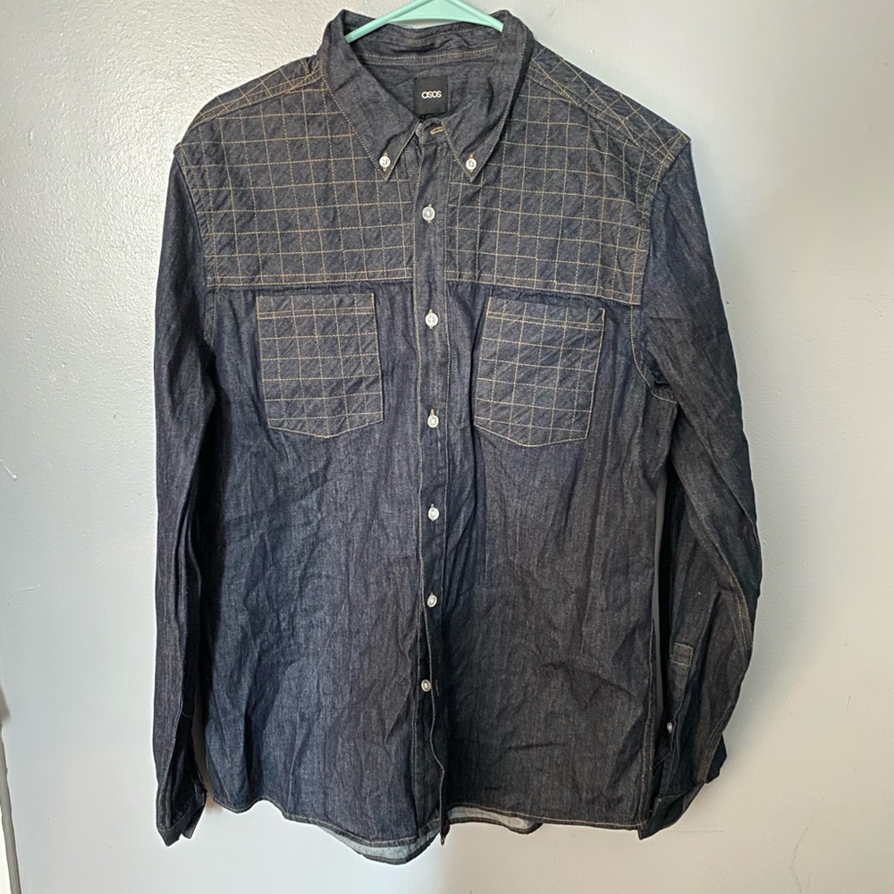 ASOS quilted denim button down L NWT